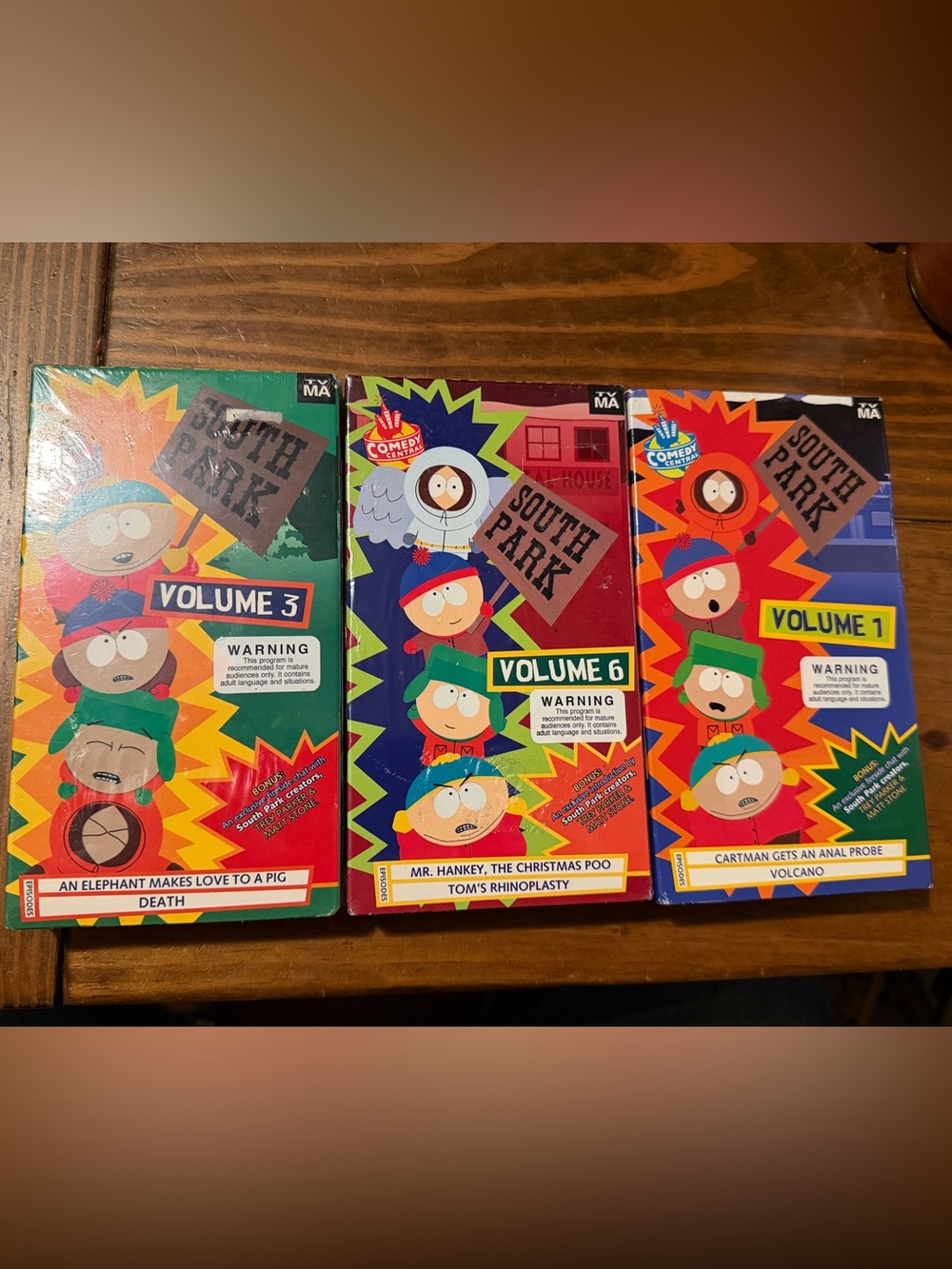 Lot Of 3 New Sealed South Park VHS 2 are new and sealed. 1 is opened